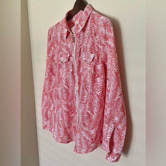 MICHAEL KORS Women’s Shacket Full Zip Long Sleeve Botanical Lightweight Size L - Picture 6 of 16